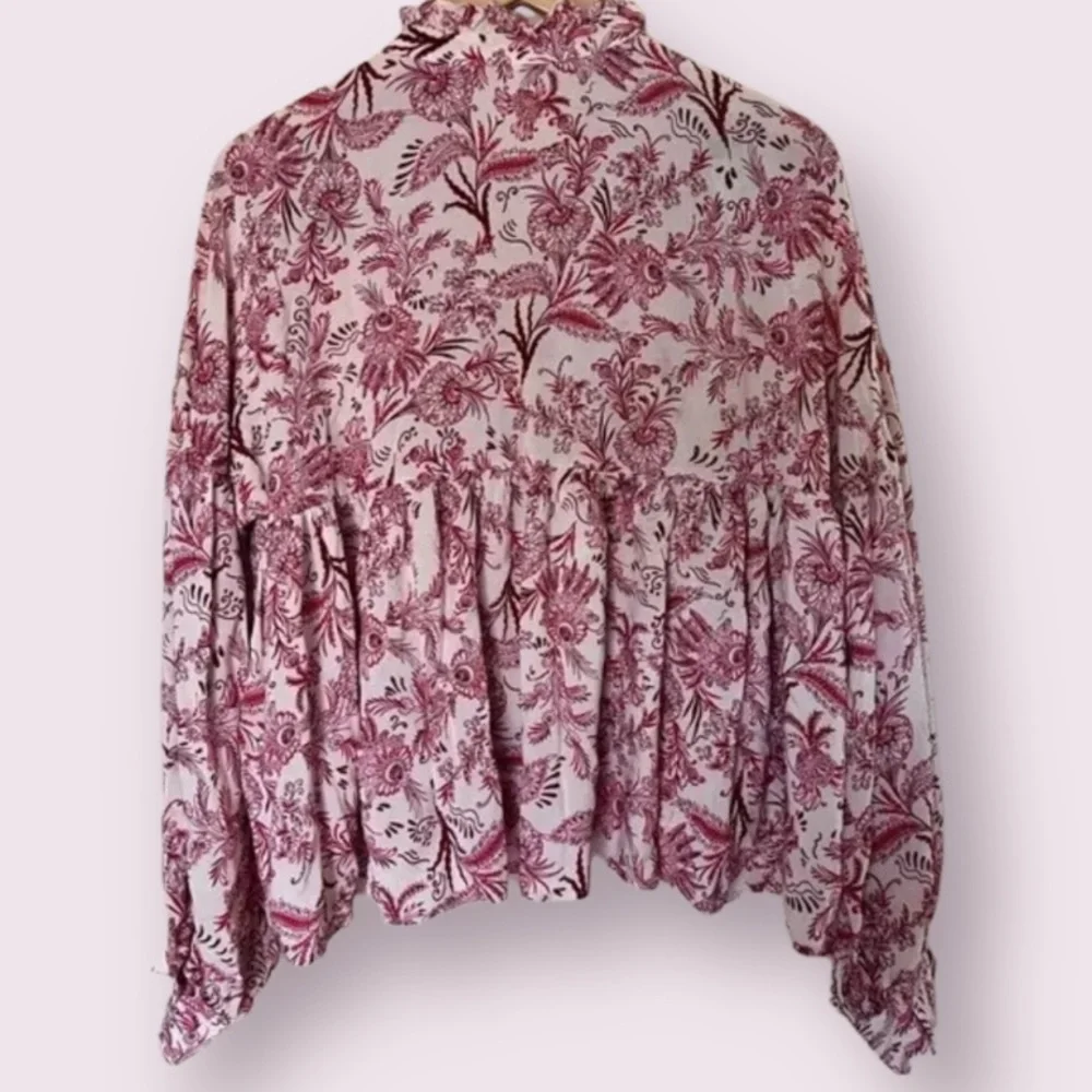 Anthropologie Tie-Front Peasant Blouse size M - Picture 7 of 8